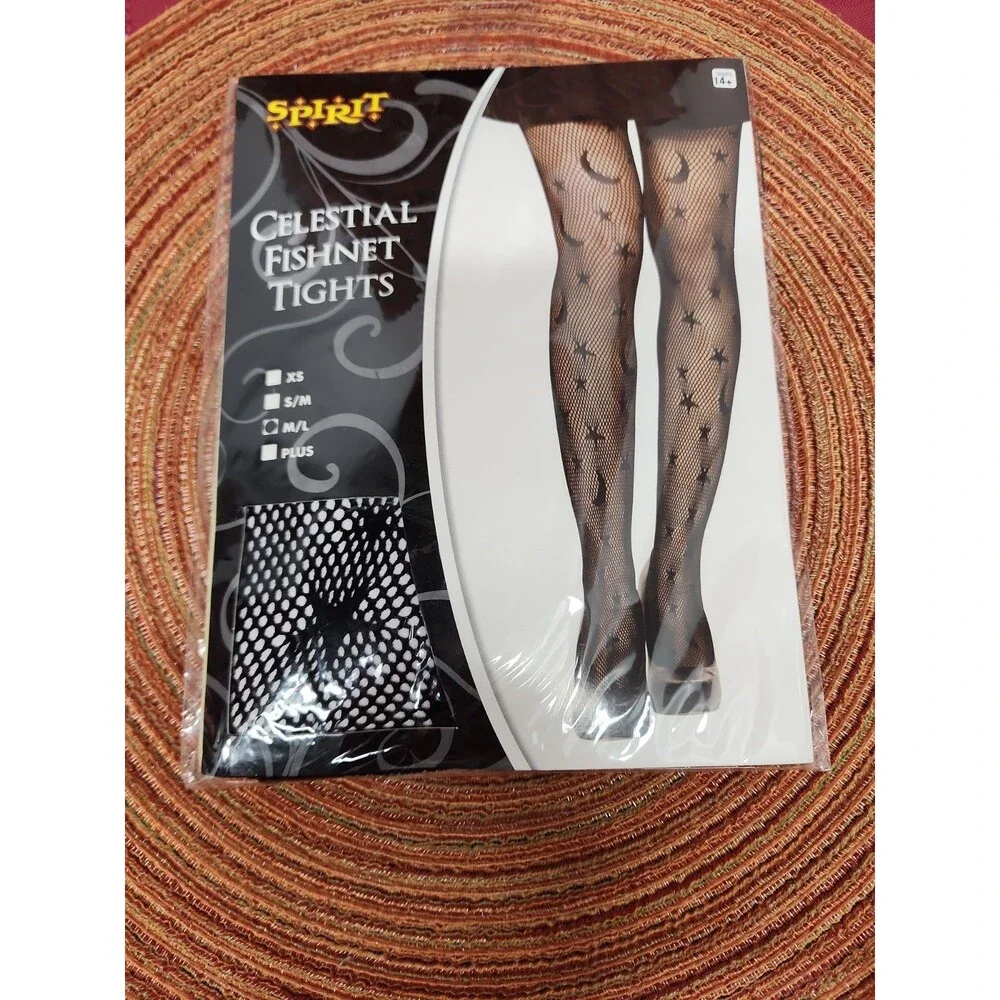 Spirit Halloween Celestial Fishnet Tights Black Size M/L New In Package